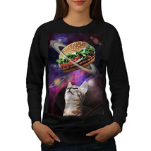 Wellcoda Space Burger Cat Fun Womens Sweatshirt, Kitten Casual Pullover Jumper - £22.70 GBP+