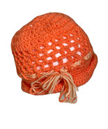 Handmade Crochet Knitted Bright Peach Bucket Hat Chemo Cap BOHO Winter W... - £19.44 GBP