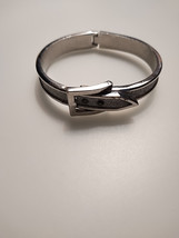 Vintage Belt Buckle Bracelet. Silver Tone Glitter Bangle.  3 Sizes.  - $17.99