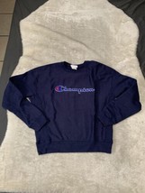 Champion Reverse Weave Womens Blue Y2K Pullover Sweater Size Medium  - £15.17 GBP