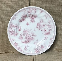 Vintage Queens Chelsea Toile Fine Earthenware Pink White Bread Plate Rep... - $9.90