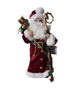 Red Coat Gift Bag 18&quot; Santa Claus with Gold Staff Old Fashion Christmas - £20.52 GBP