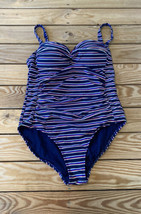 Niptuck Swim Women’s Stripe One Piece swimsuit size M Blue Sf5 - £14.95 GBP