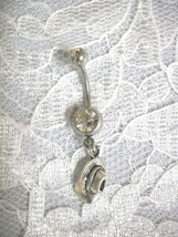 Shaped Cowboy / Cowgirl Hat Charm 14g Clear Cz Belly Button Ring Body Piercing - £4.80 GBP