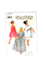 SIMPLICITY 7429 girl's size 7 pullover dress 2 lengths 'easy to sew' (se... - $3.00