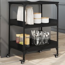  Kitchen Trolley Black 23.6"x16.1"x31.7" Engineered Wood - $166.49