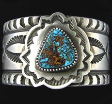 Apache Blue Turquoise Bracelet, Navajo Tommy Jackson, Sterling Silver Cuff s6.38 - £1,502.51 GBP