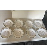 Corelle Zenith Saucers 6.25&quot; Set of 8 Black Stripes and Green Lines - $27.42 CAD