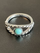 Turquoise Stone Silver Plated Ring For Woman Size 6.5 - £5.41 GBP