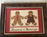 HAPPINESS IS HOMEMADE GINGERBREAD CHRISTMAS CROSS STITCH PICTURE COMPLETED - £14.78 GBP