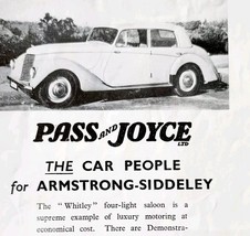 1952 Armstrong Siddeley Whitley Saloon Advertisement Sphere UK Automobil... - $19.99