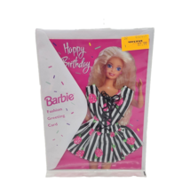 Vintage 1995 Mattel Barbie Fashion Greeting Card Happy Birthday Black White - £17.05 GBP