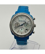 Michael Kors Mother Pearl Crystals Blue Chronograph Women’s Watch Working - $77.60