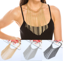 Vintage Style Exaggerated Tassel Maxi Statement Bib Necklace - £19.02 GBP