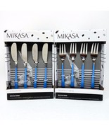 Mikasa ROCKFORD Blue Handle Cocktail Forks and Butter Spreaders Knife Se... - $19.95