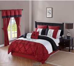 Hotel Collection 12-Piece Bed-In-A-Bag Red Black King Polyester - £103.97 GBP