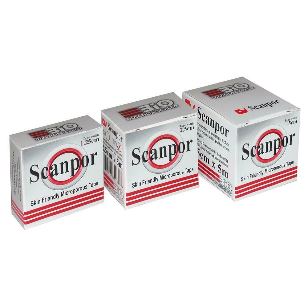 Scanpor Microporous Surgical Tape - 1.25cm, 2.5cm or 5cm x 5M Rolls - $1.56+