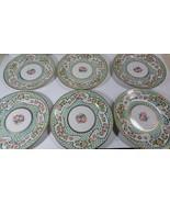 Stunning Set 6 Noritake Moriage Green Wreath Mark Cake Cabinet Plates Fl... - $321.75