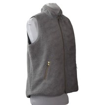 Crown &amp; Ivy Grey Fleece Vest Womens XL Faux Sherpa Lined - £25.52 GBP