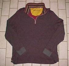 Robert Graham Dark Brown 1/4&quot; Zipper 100% Cotton Long Sleeve Fleece Pull... - $22.92