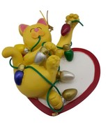 Yellow Cat Small Christmas Ornament Tangled In Lights 2007 Ornament Cent... - £6.02 GBP