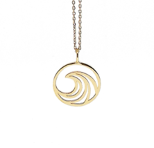 14K 9K Ocean Sea Wave Pendant Charm necklace,Solid gold minimalist necklace,Gift - £128.02 GBP+