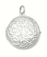 .925 Sterling Silver Round Floral Picture Locket Pendant - £30.53 GBP