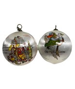 Vintage Satin Mother Goose Nursery Rhymes Christmas Ornaments Set of 2 - $17.31 CAD