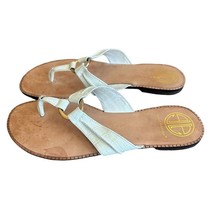 Lilly Pulitzer White Leather Slip-On Sandals Flip Flops Slides Size 9 Wo... - $36.28