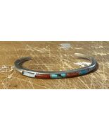 Native American Unsigned Cuff Broken Stones Turquoise Coral Silver Fred ... - €17,00 EUR