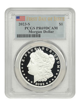 2023-S $1 Morgan Dollar PCGS PR69DCAM (First Day of Issue) - £101.39 GBP