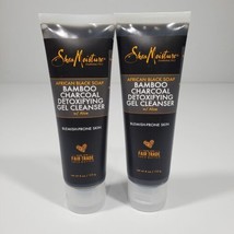 2 Shea Moisture African Black Soap Bamboo Charcoal Detoxifying Gel Cleanser 4 Oz - £11.01 GBP