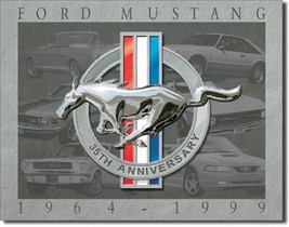 Ford Mustang 35th Logo Stang Pony Muscle Car Retro Garage Wall Decor Metal Sign - £12.75 GBP
