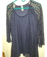 Decorated Originals Lace Top Blouse, 3/4 Sleeve, Dark Blue Size 2X/XXL - $19.47 CAD