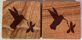 Set of 2 Hummingbird Sandstone  Coasters, 3.5&quot; square. New - $12.95