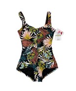 Maxine of Hollywood Sz 14 Palms Shirred Swimsuit NWT - $549.54 MXN