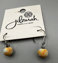 Earrings Jilzarah Clay Beads Dangle 1 Inch Yellow Orange Blue - £7.61 GBP