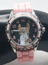 Pink Flower Crown Laama Silicone Band Buckle Watch Accutime Quartz Movem... - £10.64 GBP