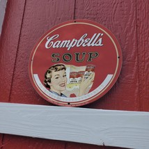 Vintage 1951 Campbell&#39;s Condensed Tomato Soup Porcelain Gas &amp; Oil Pump Sign - £97.95 GBP