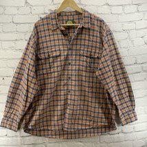 Cabela’s Button Down Shirt Mens Sz XL Orange Blue Plaid FLAW - £12.64 GBP