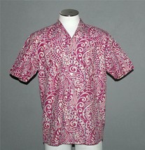 Tommy Bahama Fuchsia White Turquoise Paisley S/S Cotton Silk Shirt Men&#39;s M NWOT - £27.90 GBP