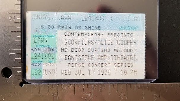 SCORPIONS / ALICE COOPER JUL 17, 1996 BONNER SPRINGS, KANSAS CONCERT TIC... - $15.00