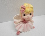 Vintage Lefton Pink Tutu Ballerina Girl Blonde Hair Figurine Planter Japan - $52.06