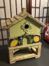 Bird House Hand Made Salvaged Barn Wood Slate Roof Painted Flowers Cotta... - £13.98 GBP