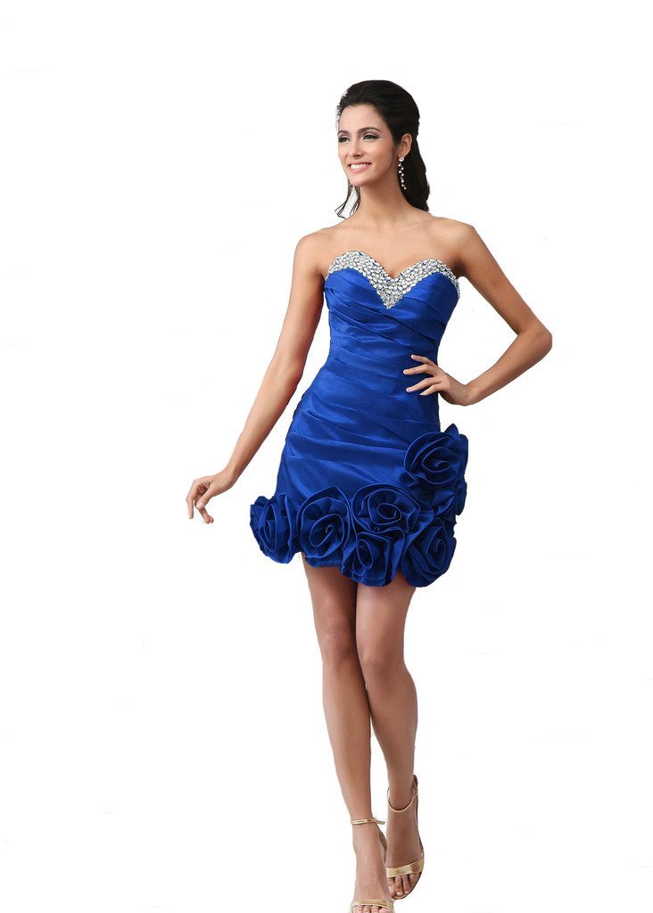 Kivary Women's Floral Crystals Short Cocktail Dresses Royal Blue US 18W