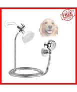 Polished Chrome Pet Shower Set with Soft Brush - Gentle, Efficient Bathi... - $782.49 MXN