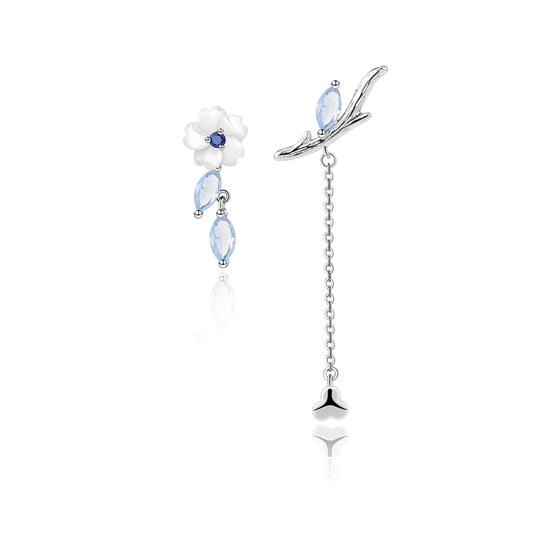 Brand Silver Plated Studs Earring Chain Jasmine Stud Platinum High Quality For W - £29.22 GBP