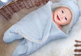 Warm SOFT Receiving Blanket Wrap Swaddle For Newborn Baby Boy BLUE 0-3m Gift - £11.98 GBP