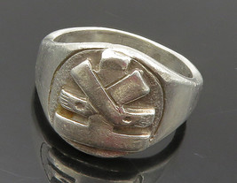 925 Sterling Silver - Vintage Shiny Raised Hockey Band Ring Sz 8.5 - RG15288 - £38.21 GBP