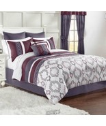 Hotel Collection 12-Piece Bed-In-A-Bag Wine Queen Polyester - £89.26 GBP